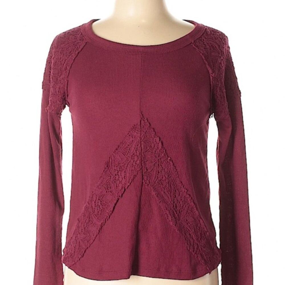 It’s Our Time long sleeve red lace long sleeve top